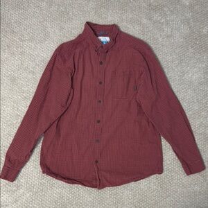 Columbia Men's Red Checkered Button-Up Shirt Sz L